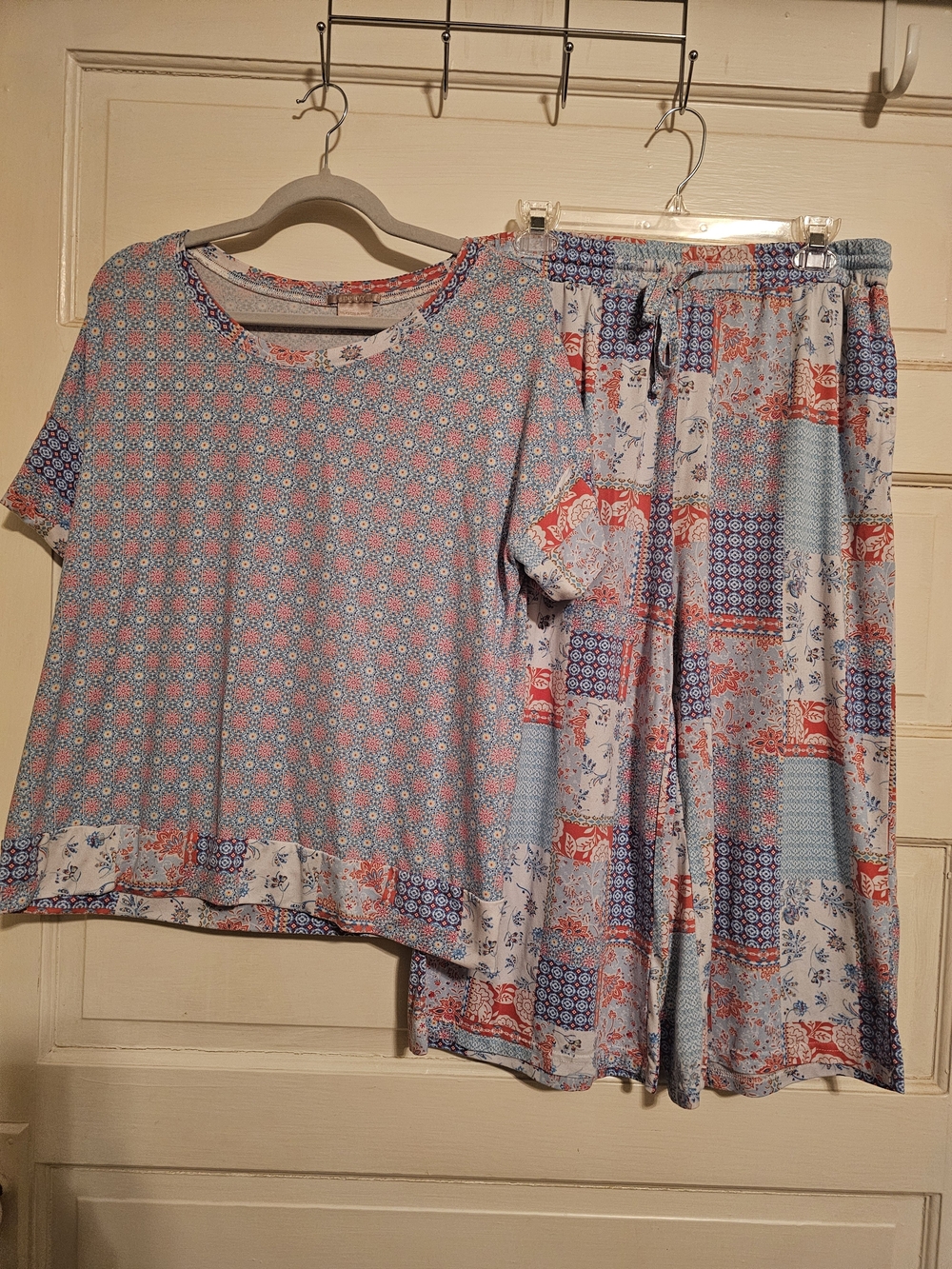 INK+IVY 2-Piece Patchwork Print Pajama Sleepwear Set - Size Large